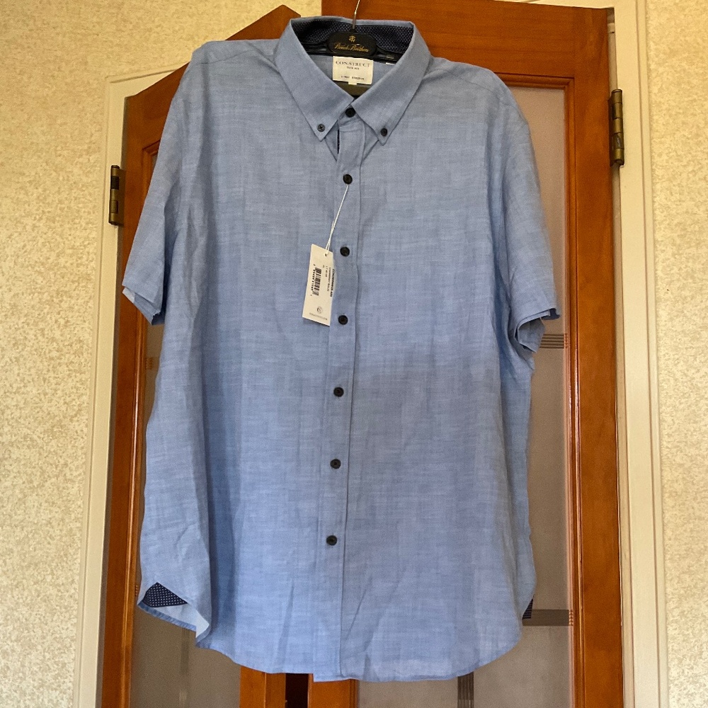 CONSTRUCT new slim fit stretch down short sleeves shirt